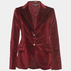 Pre Owned Dolce & Gabbana Red Velvet Single Breasted Blazer M