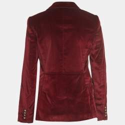 Pre Owned Dolce & Gabbana Red Velvet Single Breasted Blazer M