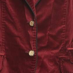 Pre Owned Dolce & Gabbana Red Velvet Single Breasted Blazer M