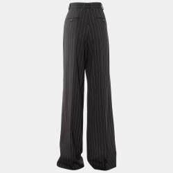 Dolce & Gabbana Brown Pinstriped Wool Wide Leg Trousers M