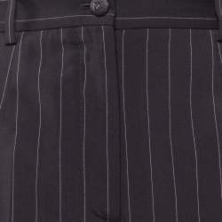 Dolce & Gabbana Brown Pinstriped Wool Wide Leg Trousers M