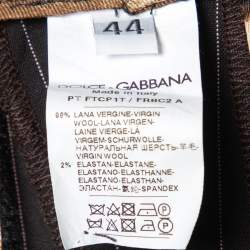 Dolce & Gabbana Brown Pinstriped Wool Wide Leg Trousers M
