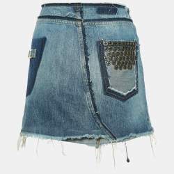 مملوكة مسبقًا Dolce & Gabbana Vintage Blue Denim Embellished Mini Skirt M