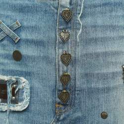 مملوكة مسبقًا Dolce & Gabbana Vintage Blue Denim Embellished Mini Skirt M