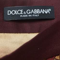 مملوكة مسبقًا Dolce & Gabbana Burgundy Floral Jacquard Silk and Wool Pleated Short Skirt M