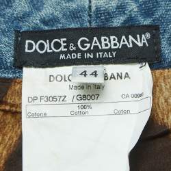 Pre Owned Dolce & Gabbana Blue Embroidered Shearling Trimmed Denim Cropped Jeans M Waist 34''