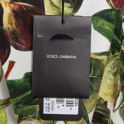 Pre Owned Dolce & Gabbana White/Green Fig Print Cotton Blouse S