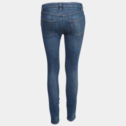Pre Owned Dolce & Gabbana Blue Sacred Heart Embroidery Denim Skinny Jeans S Waist 25''