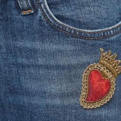 Dolce & Gabbana Blue Sacred Heart Embroidery Denim Skinny Jeans S Waist 25''
