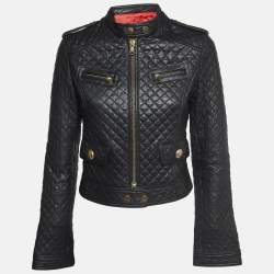 Pre Owned Dolce & Gabbana Black Leather Zipper Quilted  Jacket M
