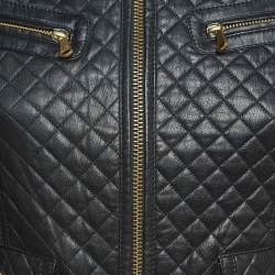 Pre Owned Dolce & Gabbana Black Leather Zipper Quilted  Jacket M