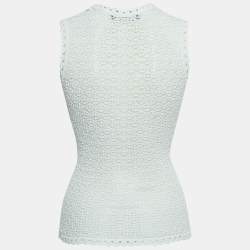 Pre Owned Dolce & Gabbana White Patterned Knit Sleeveless Top S