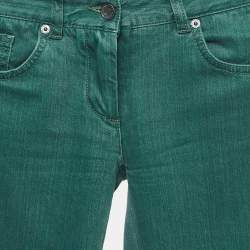 Pre Owned Dolce & Gabbana Green Slub Denim Flared Jeans S Waist 27'' 