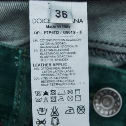 Pre Owned Dolce & Gabbana Green Slub Denim Flared Jeans S Waist 27'' 