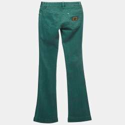 Pre Owned Dolce & Gabbana Green Slub Denim Flared Jeans S Waist 27'' 