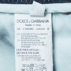 Pre Owned Dolce & Gabbana Blue Ripped Denim Applique Detail Mini Skirt S