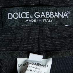 Pre Owned Dolce & Gabbana Black Pinstriped Cotton Tapered Trousers XXL