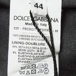 Pre Owned Dolce & Gabbana Dark Blue Floral Print Crepe Fitted Midi Dress M