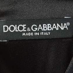 Pre Owned Dolce & Gabbana Dark Blue Floral Print Crepe Fitted Midi Dress M