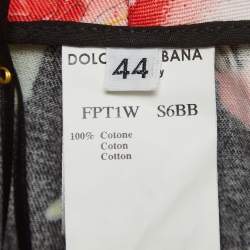 Pre Owned Dolce & Gabbana Multicolor Floral Print Cotton Wide Leg Trousers M