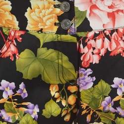 Pre Owned Dolce & Gabbana Multicolor Floral Print Cotton Wide Leg Trousers M