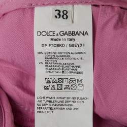 Pre Owned Dolce & Gabbana Pink Distressed Denim Straight Fit Jeans S Waist 27''