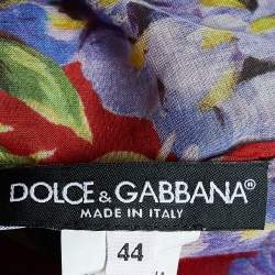 Pre Owned Dolce & Gabbana Red Floral Print Cotton Kaftan Cover Up M