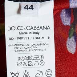 Pre Owned Dolce & Gabbana Red Floral Print Cotton Kaftan Cover Up M