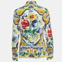 Pre Owned Dolce & Gabbana Multicolored Majolica Printed Cotton Button Front Shirt M