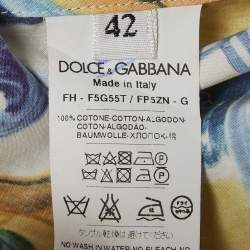 Pre Owned Dolce & Gabbana Multicolored Majolica Printed Cotton Button Front Shirt M
