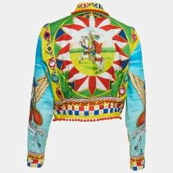 Pre Owned Dolce & Gabbana Multicolor Carreto Print Cotton Knotted Shirt S
