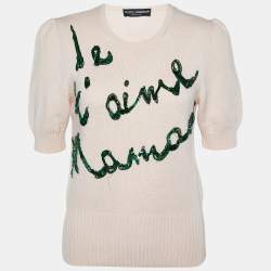 Pre Owned Dolce & Gabbana Light Pink Je T'aime Mama Cashmere Sweater M