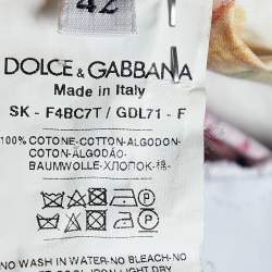 Pre Owned Dolce & Gabbana White Floral Print Cotton Flared Skirt M