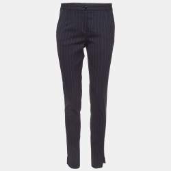 Dolce & Gabbana Navy Blue Pinstripe Wool Formal Trousers M
