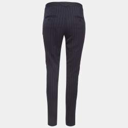 Dolce & Gabbana Navy Blue Pinstripe Wool Formal Trousers M