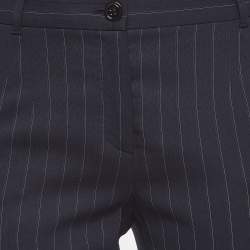 Dolce & Gabbana Navy Blue Pinstripe Wool Formal Trousers M