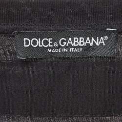 Pre Owned Dolce & Gabbana Black Logo Applique Cotton Crew Neck T-Shirt S
