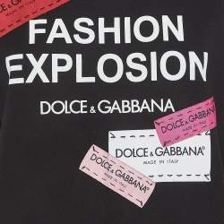 Pre Owned Dolce & Gabbana Black Logo Applique Cotton Crew Neck T-Shirt S