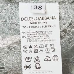 Pre Owned Dolce & Gabbana Sage Green Floral Lace Sleeveless Blouse S