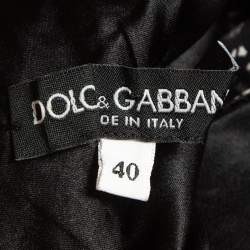 Pre Owned Dolce & Gabbana Black Lace Print Jersey Ruched Midi Dress S