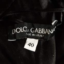 Pre Owned Dolce & Gabbana Black Lace Print Jersey Ruched Midi Dress S