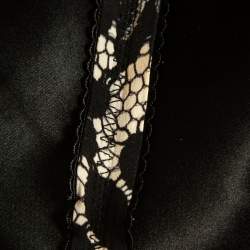 Pre Owned Dolce & Gabbana Black Lace Print Jersey Ruched Midi Dress S