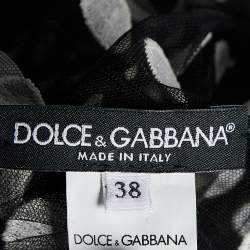 Pre Owned Dolce & Gabbana Black Polka Dot Embroidered Tulle Ruffled Dress S 