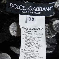 Pre Owned Dolce & Gabbana Black Polka Dot Embroidered Tulle Ruffled Dress S 