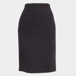 Pre Owned Dolce & Gabbana Vintage Black Crepe Pencil Skirt M