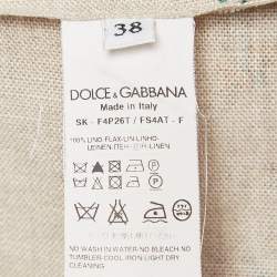 Pre Owned Dolce & Gabbana Brown Floral Print Linen Gathered Midi Skirt S