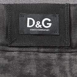 Pre Owned D&G Black Lace and Velvet Trim Silk Pleated Mini Skirt L