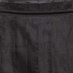 Pre Owned D&G Black Lace and Velvet Trim Silk Pleated Mini Skirt L