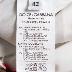 Pre Owned Dolce & Gabbana White/Red Floral Print Silk Ruched Mini Dress M   