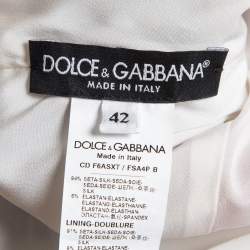 Pre Owned Dolce & Gabbana White/Red Floral Print Silk Ruched Mini Dress M   